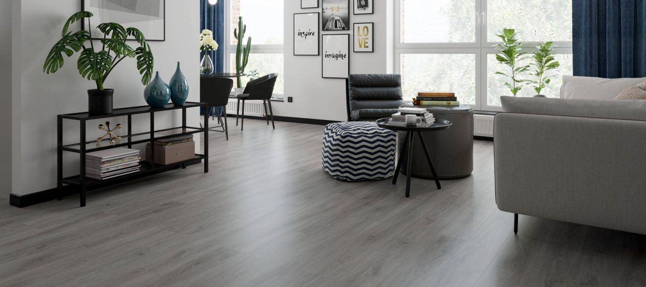 dark grey hybrid flooring